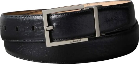 Calvin Klein Square Buckle Saffiano 32Mm Adj Black 95