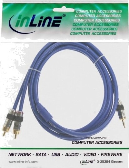 Inline 4043718070213 2 X Rca Hankjønn 3.5Mm Hankjønn 20 M Blå