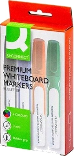 Q-Connect Marker For Q-Connect Premium Whiteboards Gummi. Håndtak Rundt 2-3Mm Linje 4 Stk. Blanding Av Farger / Kf26113 Q-Connect Marker For Q-Connect Premium Whiteboards Gummi. Håndtak Rundt 2-3Mm Linje 4 Stk. Blanding Av Farger / Kf26113