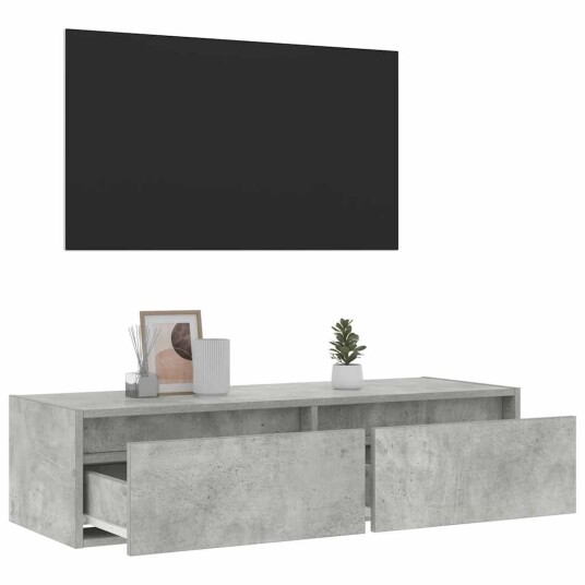  TV-benk med LED-lys betonggrå 100X35,5x25 cm 8721158663542