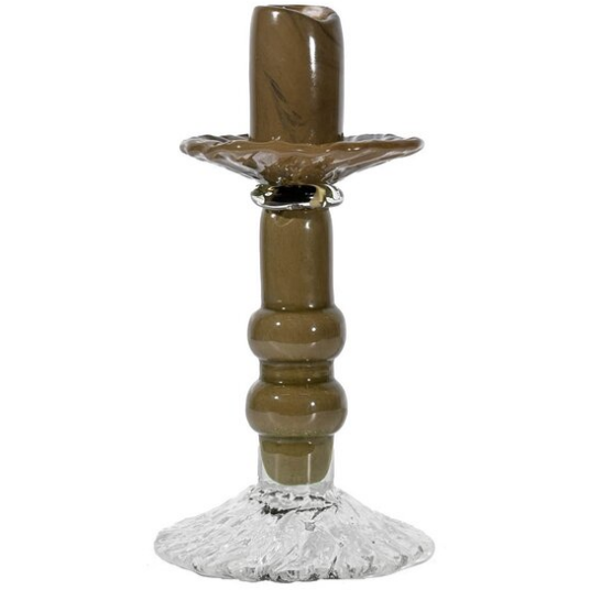 Byon Lara lysestake 22 cm Grønn munnblåst glass