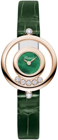 Chopard Dameklokke 209415 5002 Happy Diamonds Grønn/Lær Ø25.8 mm