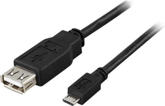 Deltaco OTG USB A til Micro USB B Adapter 20 cm Svart