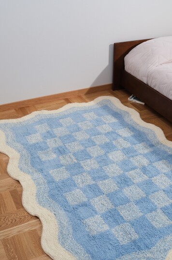 Jotex Bomull Naturlig hvit/blå POLANA 21955000134