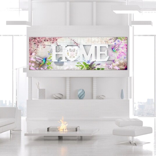 Tavle Home And Hummingbirds 1 Part Pink Narrow 150X50 Artgeist sp. z o. o.
