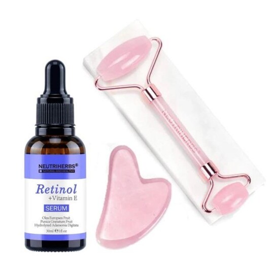 Neutriherbs Face Massage Roller Kit 3 in 1 Retinol Skin Serum