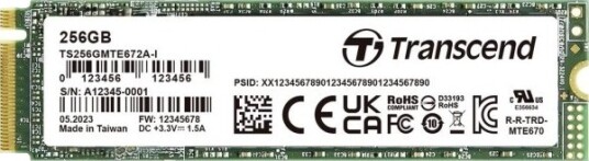 Transcend SSD 256GB M.2 PCIe NVMe TS256GMTE672AI-VS1