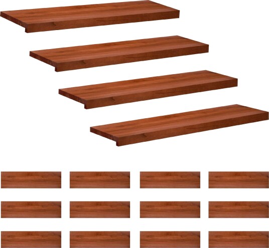 vidaXL Trappetrinn 16 stk. 90 x 25 x 2 cm Brun Massiv bøketre