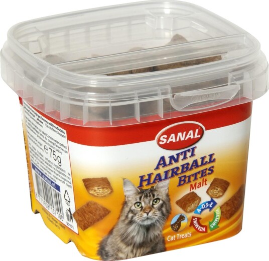 Sanal Malt Anti Hairball Bites Kattesnacks 75g Sanal Malt Anti Hairball Bites Kattesnacks 75g