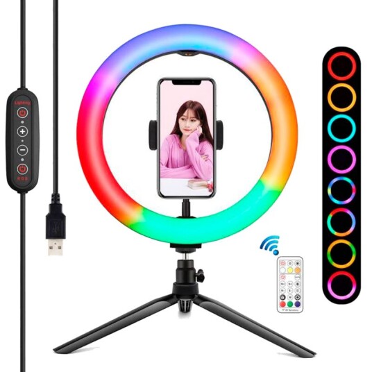 Puluz PKT3082B Stativ med RGB LED Ring Light (1/4" gjenger)