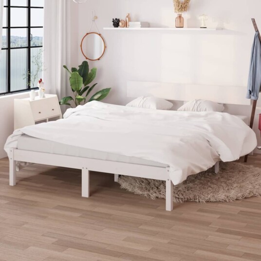 vidaXL Sengeramme hvit heltre furu 120x190 cm UK Small Double