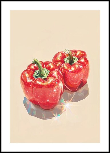 Sparkling Red Bell Peppers Plakat Plakat / 70x100cm