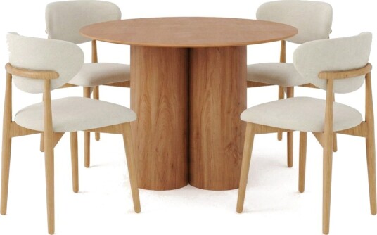 Juno spisegruppe rund 110 cm eik med 4 Molly spisestoler   Eik