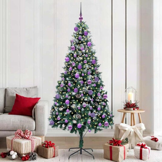  Kunstig juletre med 300 LED grønn 210 cm PVC og Stål og Plast