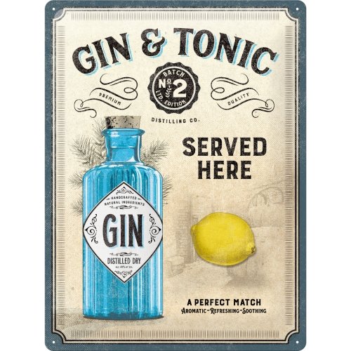 Barskilt Gin & Tonic Served Here 30x40 cm Barskilt Gin & Tonic Served Here 30x40 cm