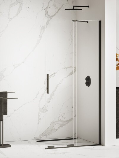SMART™ | Walk in Dusjvegg m/skyvedør | 8mm glass | Sort Matt   130x200