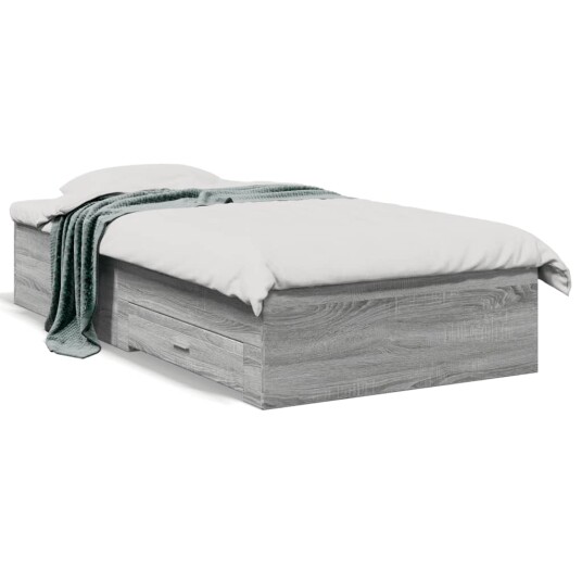  Sengeramme med skuffer grå sonoma 90x190 cm konstruert tre 8721102620911