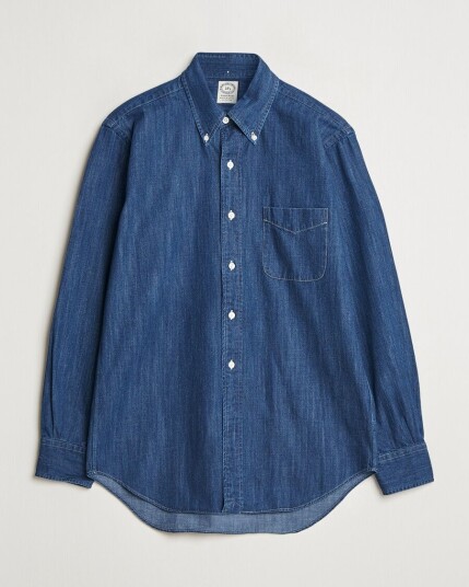 Kamakura Shirts Vintage Ivy Denim Button Down Shirt Dark Blue