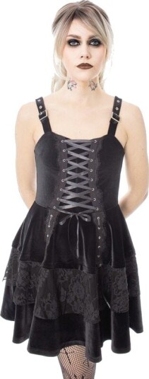 Poizen Industries   Goth Kort kjole   Nerissa Dress   XS til 4XL   Damer   svart