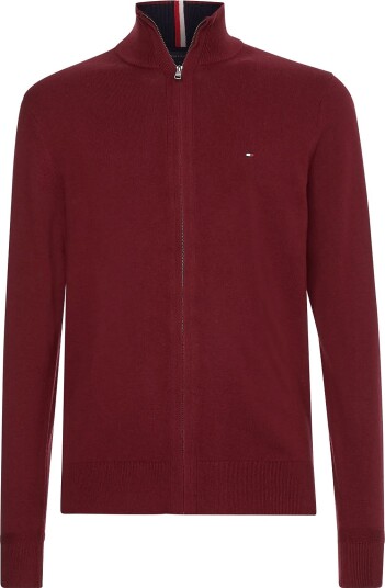 Tommy Hilfiger Pima Org Ctn Cashmere Zip Thru Burgundy M