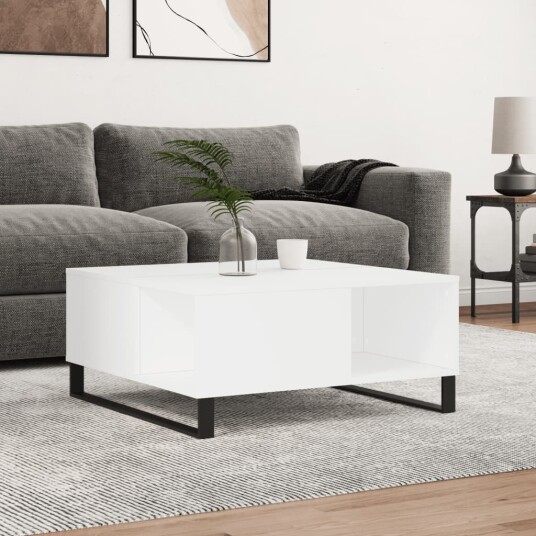 vidaXL Salongbord hvit 80x80x36,5 cm konstruert tre