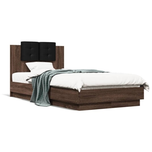  Sengeramme med hodegavl brun eik 75x190 cm konstruert tre 8721012277168