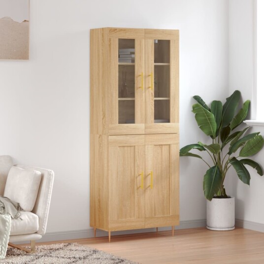 vidaXL Highboard sonoma eik 69,5x34x180 cm konstruert tre 8720845477547