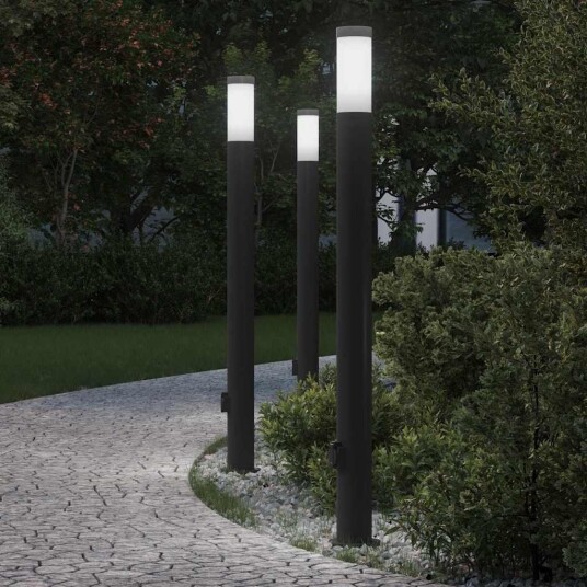 vidaXL Pullertlamper med stikkontakt 3 stk 110 cm rustfritt stål IP44