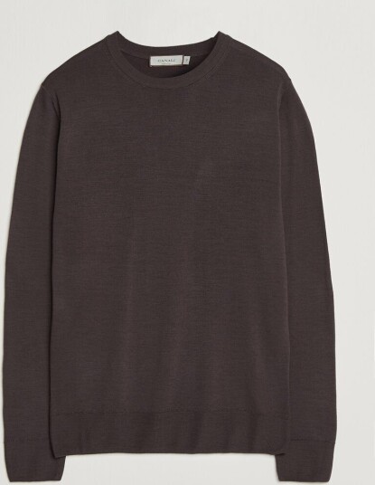 Canali Merino Wool Crew Neck Dark Brown Canali Merino Wool Crew Neck Dark Brown