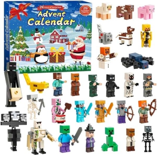 Adventskalender – 24 dagers nedtellingskalender med 29 eksklusive samlefigurer med juletema nedtellings overraskelsesgaver