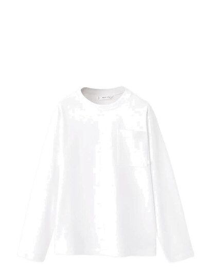 Mango Long Sleeved T Shirt With Pocket White 5 6