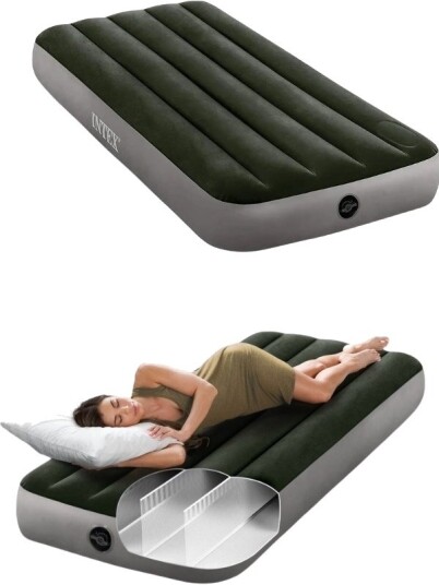 Intex Jr. Twin Dura-Beam Downy Luftmadrass Med Fotpumpe 191 X 76cm