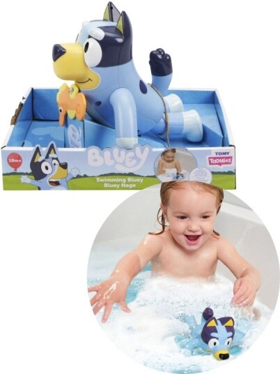 Bluey badeleke figur som svømmer
