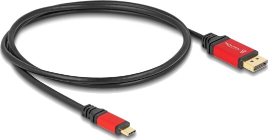 Delock Adapterkabel 24 Pin Usb C Hann Til Displayport Hann 1 M 8K 30Hz Støtte Støtte For Dp Alt Modus Hdr10 Støtte Svart Rød