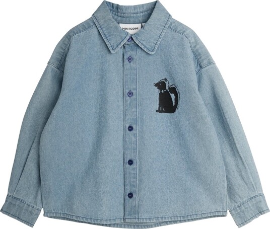 Mini Rodini Lw Denim Skunk Sp Ls Shirt Blue 80/86