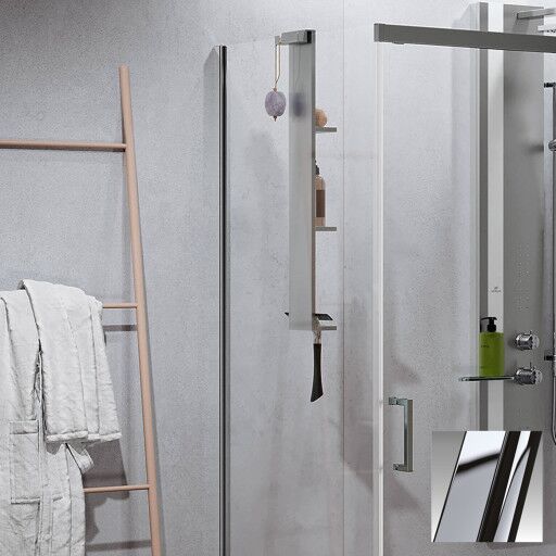 Novellini Zephyros 2.0 FH fastvegg, 117-120 cm, klart glass, krom profil