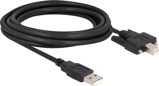 Delock Usb Kabel Usb Hann Til Usb Type B Hann Usb 2.0 3 M Tommelskruer Svart