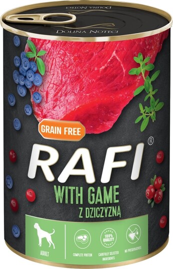 Rafi Våtfôr Adult Med Viltkjøtt Blåbær Og Tranebær 24 X 400 G Rafi Våtfôr Adult Med Viltkjøtt Blåbær Og Tranebær 24 X 400 G