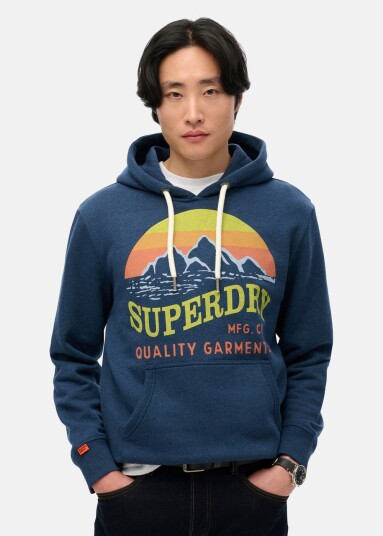 Superdry Cl Great Outdoors Relaxed Hood Deep Indigo Grit M Hoodies