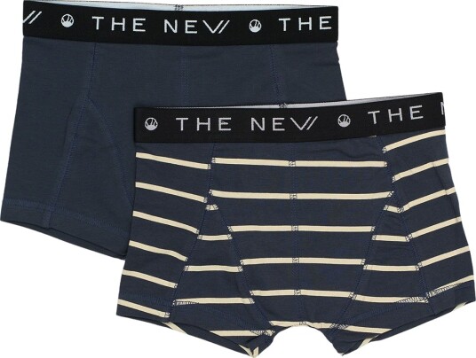The New Boxershorts - 2-pack - Mood Indigo m. Striper - The New - 3-4 år (98-104) - Boxershorts - Blå
