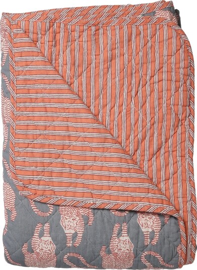 Au Maison Quilt Ethnic, Tiger-Blue/Pink, 140X180 Cm - BLUE/PINK - 140X180 cm