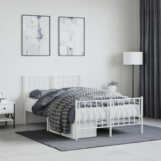vidaXL Sengeramme i metall med hode- og fotgavl hvit 120x200 cm 8721012250352 vidaXL Sengeramme i metall med hode- og fotgavl hvit 120x200 cm 8721012250352