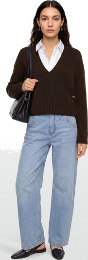 Ganni V Neck Jumper Brown XL