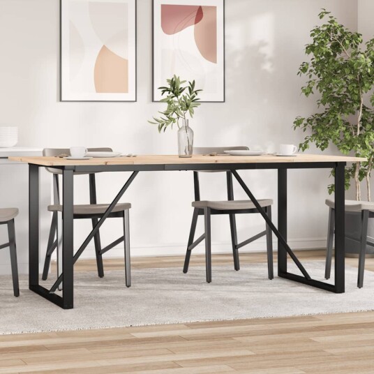 Spisebord O-ramme 180x90x75 cm heltre furu og støpejern 3282678 Spisebord O-ramme 180x90x75 cm heltre furu og støpejern 3282678