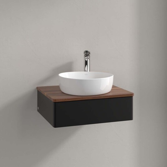 Villeroy & Boch  Antao Servantskap med 1 skuff 60x50x19 cm m/lys Sort Matt/Valnøtt