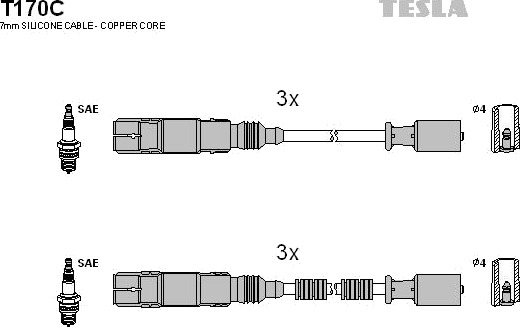 TESLA T170C Tennplugg kabelsett