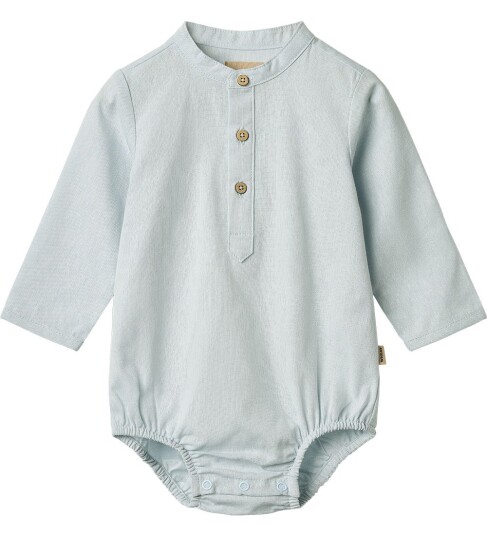Wheat romper shirt Victor – light blue chambray 92