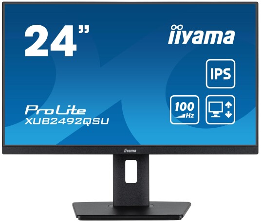 Iiyama ProLite XUB2492QSU-B1 24" WQHD IPS Skjerm med 100Hz og Høyttalere - Svart