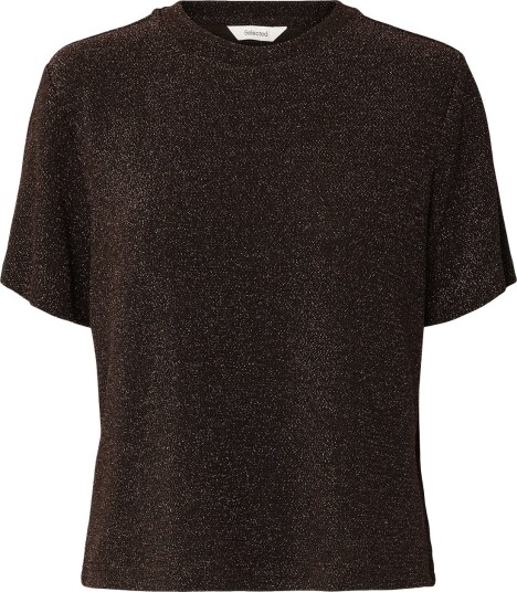 Selected Slwnori Ss Boxy Tee Brown XXL