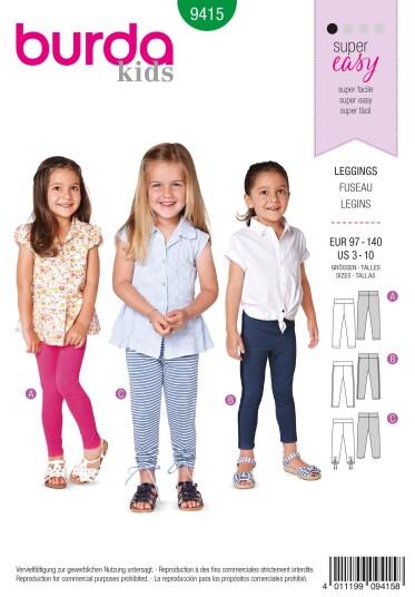 Burda 9415 - Bukse EUR: 97-140, US: 3-10